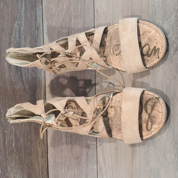 Sam Edelman Dean Suede back zip lace up sandals shoes flats sz 8 - Picture 3 of 14